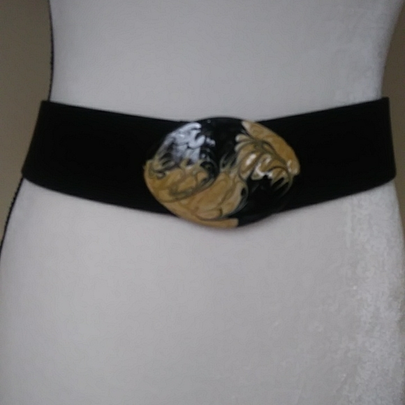 Chunky Swirl Stretch Belt Black Creme - Picture 2 of 12